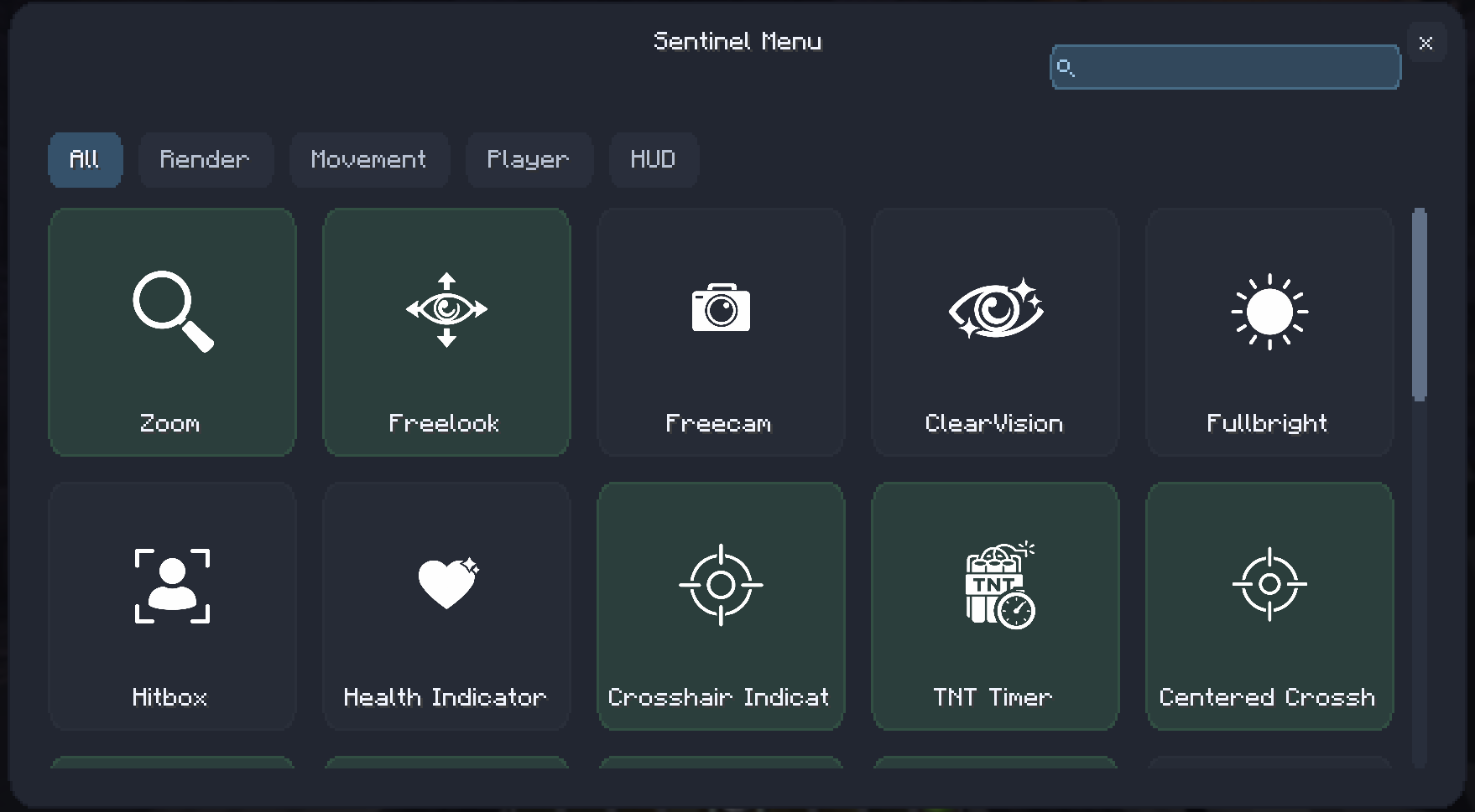 Sentinel Client — скачать мод на Майнкрафт