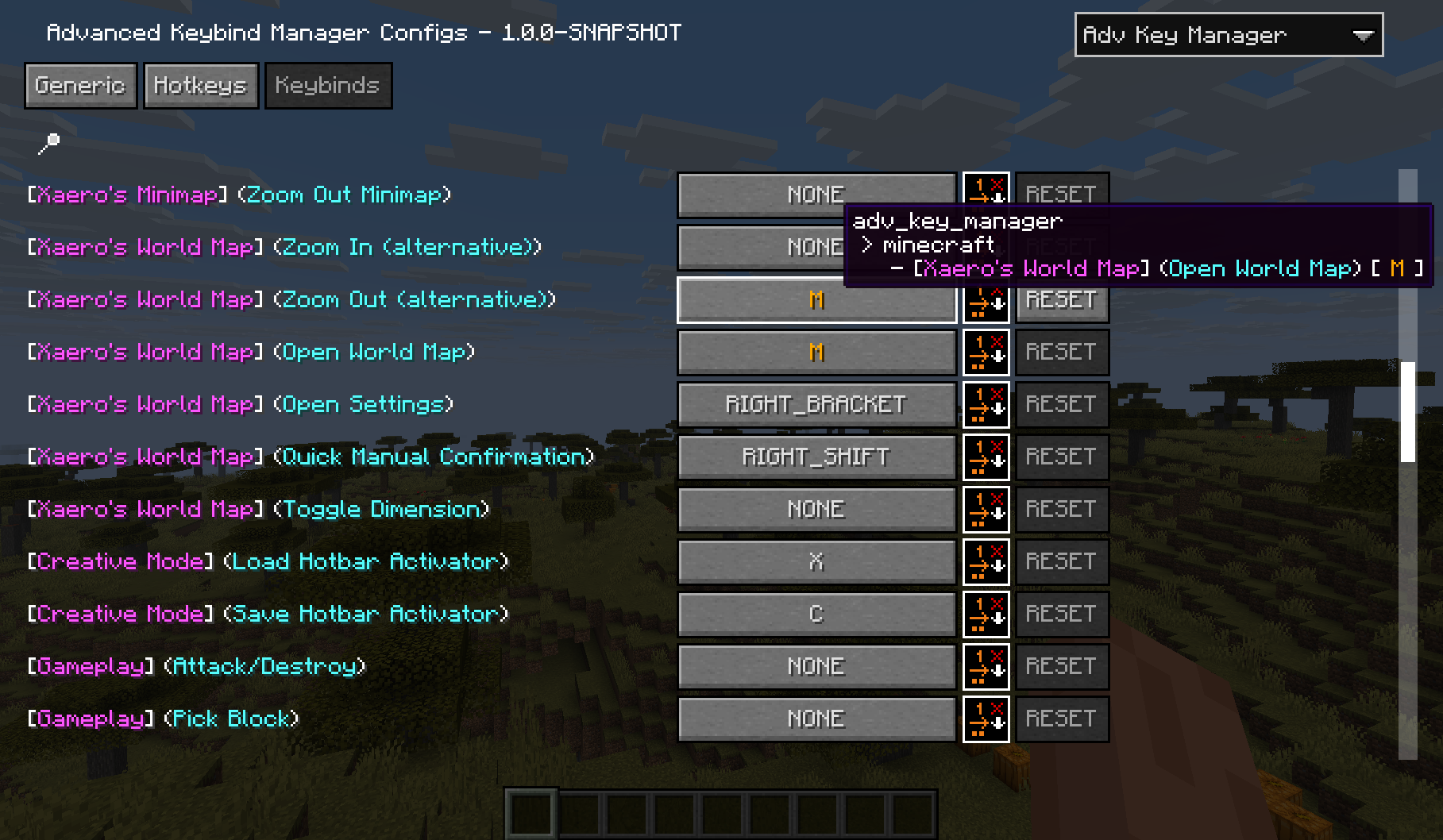 Vanilla Keybind Manager — скачать мод на Майнкрафт