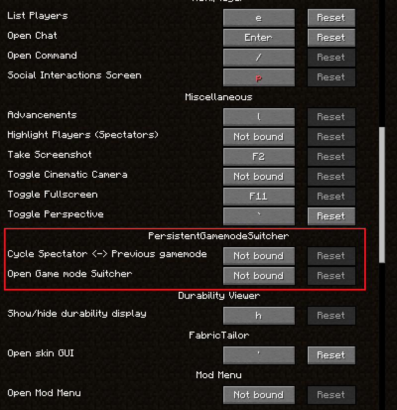 Persistent Gamemode Switcher — скачать мод на Майнкрафт
